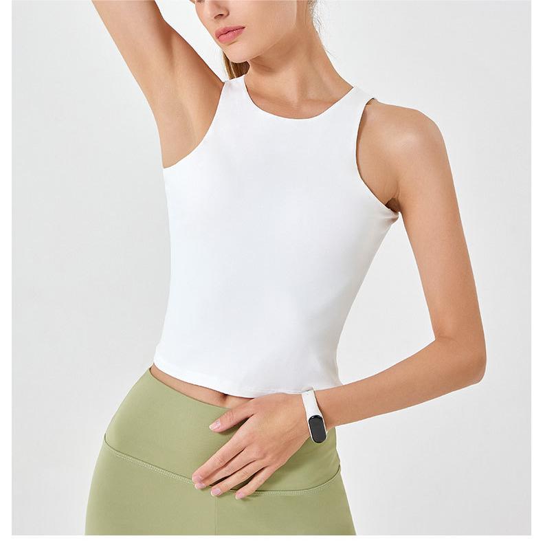 Round Neck Double Layer Sleeveless Sports Vest Women