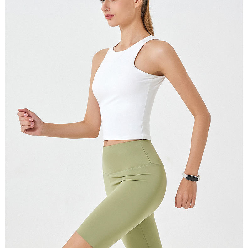 Round Neck Double Layer Sleeveless Sports Vest Women