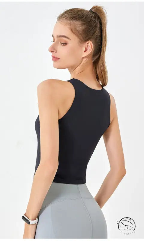 Round Neck Double Layer Sleeveless Sports Vest Women