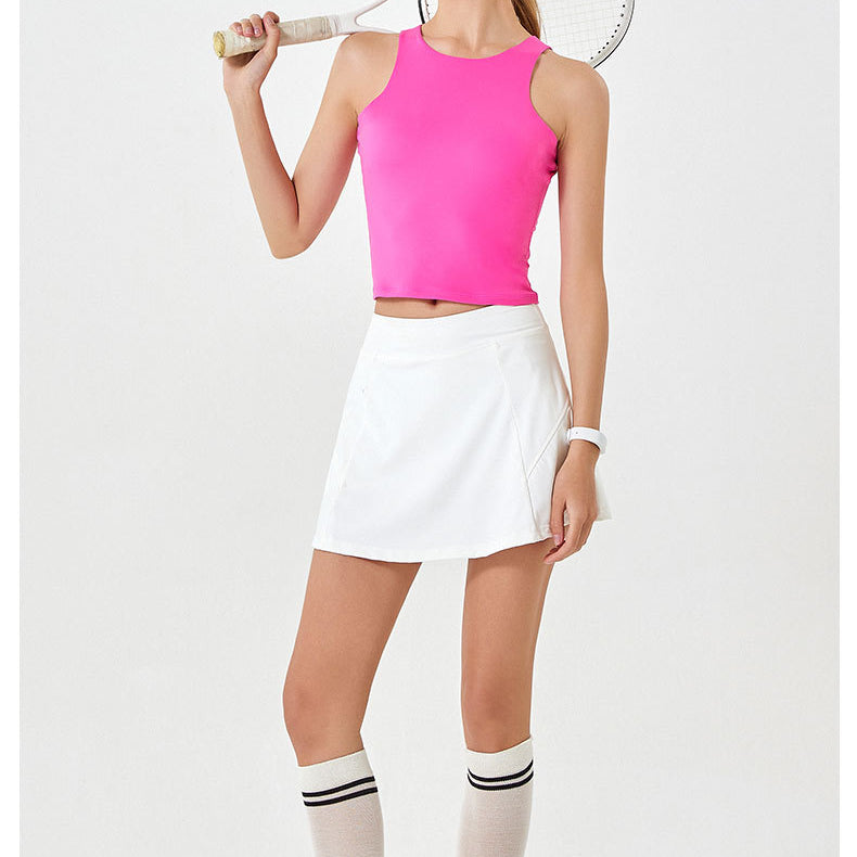 Round Neck Double Layer Sleeveless Sports Vest Women