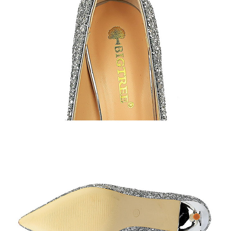 Sparkly silver stiletto heel shoe for stylish fashion outfits and ملابس occasions