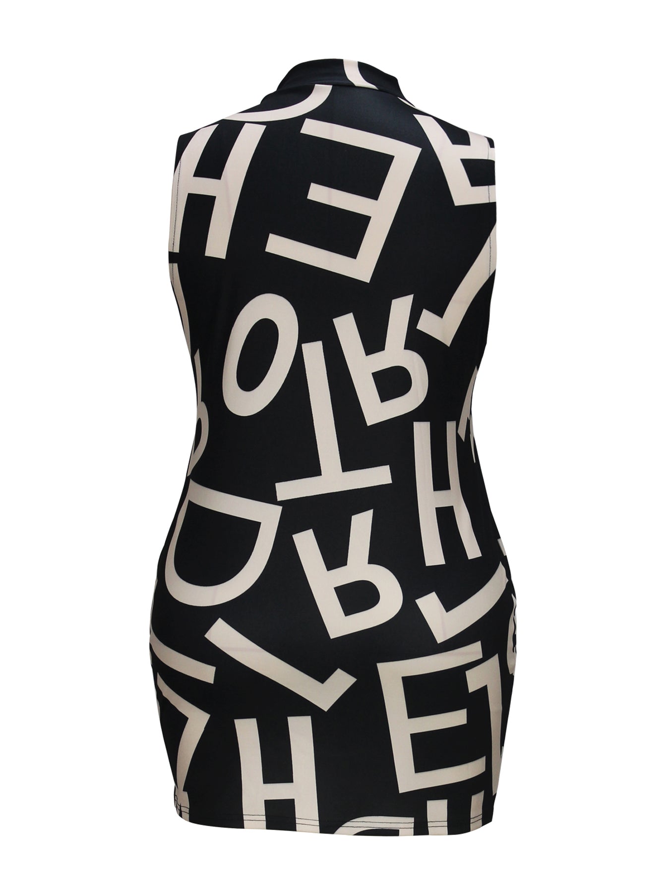 Black and white letter-print fashion dress, stylish ملابس for modernElegant Langry style