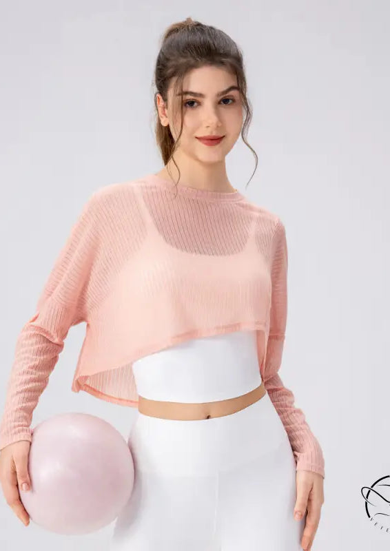 Women Yoga Blouse Long Sleeve Lightweight Breathable Workout Top Loose Outdoor Running Casual Sports