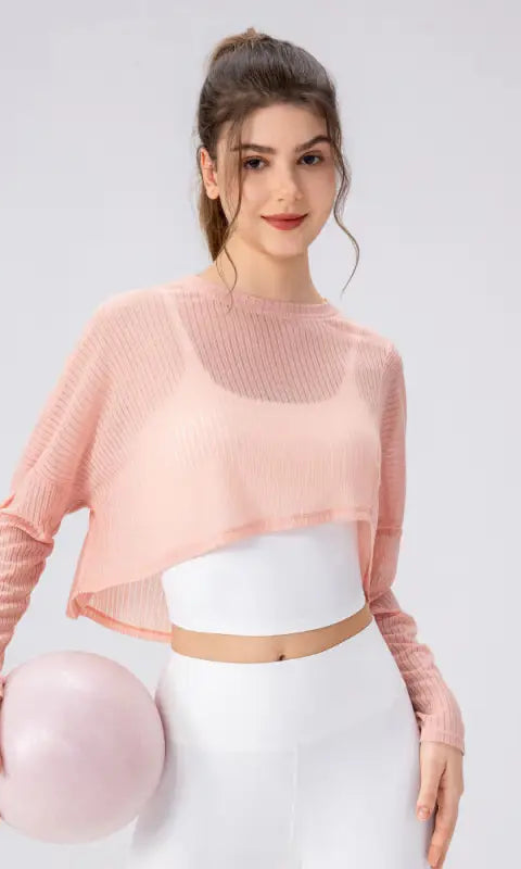 Women Yoga Blouse Long Sleeve Lightweight Breathable Workout Top Loose Outdoor Running Casual Sports