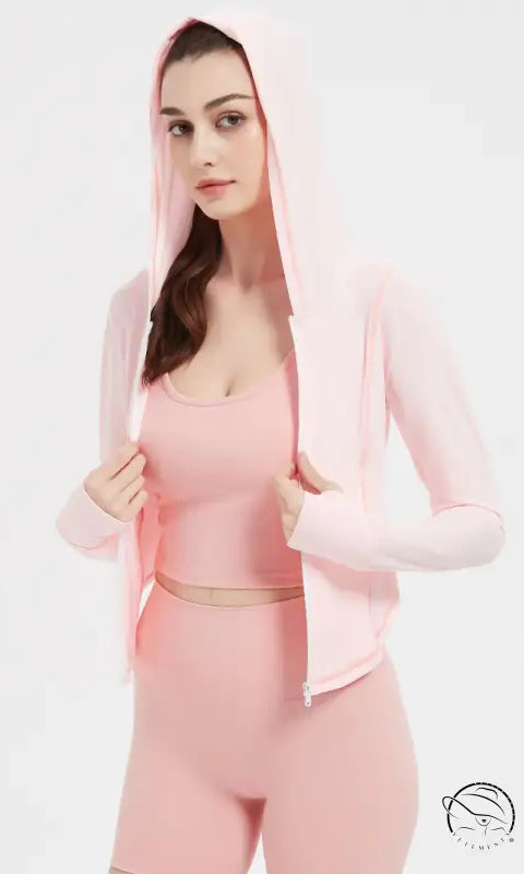 Sports Jacket Women High Elastic Hooded Quick Drying Top Violently Sweat Running Training Yoga Clothes Coat