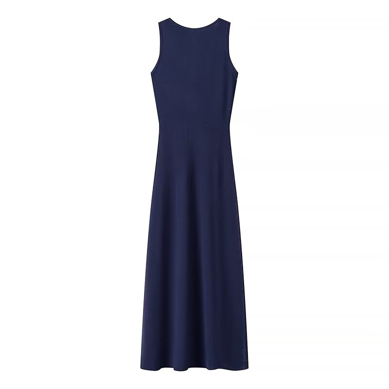 Summer Elegance Sleeveless Round Neck Slim Knit Dress