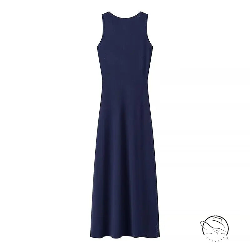 Summer Elegance Sleeveless Round Neck Slim Knit Dress