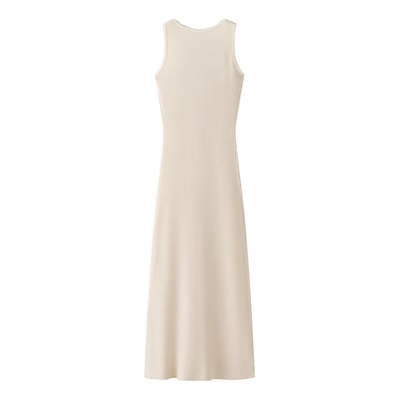 Summer Elegance Sleeveless Round Neck Slim Knit Dress