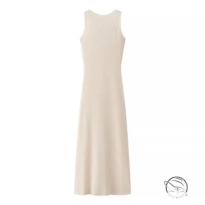 Summer Elegance Sleeveless Round Neck Slim Knit Dress