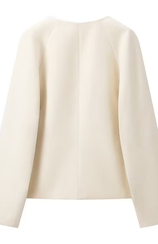 Elegant langry fashion cream sweater with metal buckle cardigan