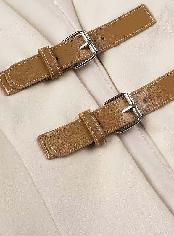 Langry fashion tan leather watch strap with silver buckle for elegant coat