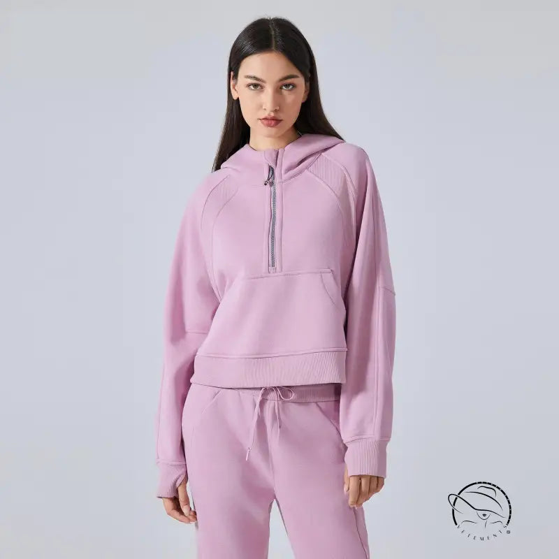 Lavender langry hooded sweater and sweatpants set for women