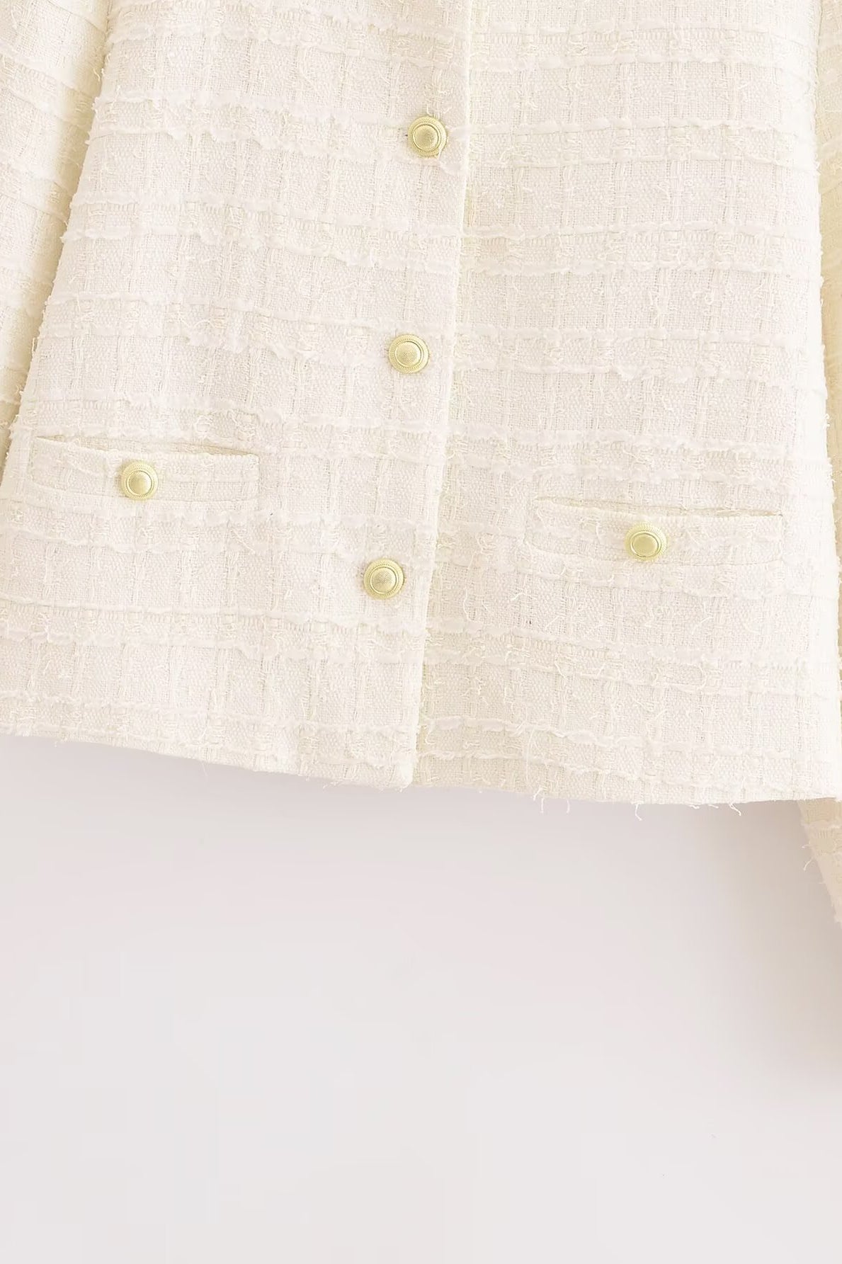Langry cream-colored woolen linen blazer with button details and pockets