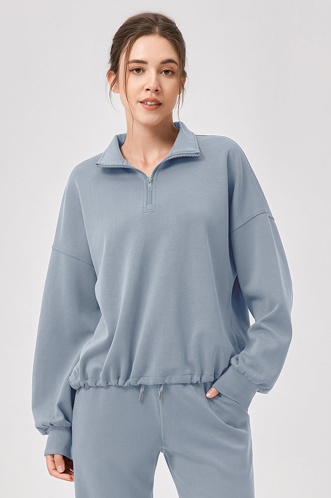 Winter Yoga Wear Sports Sweater Modal Loose Casual Stand Collar Running Fitness Top