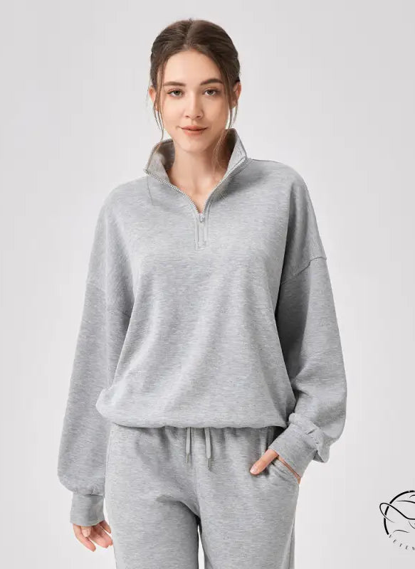 Winter Yoga Wear Sports Sweater Modal Loose Casual Stand Collar Running Fitness Top