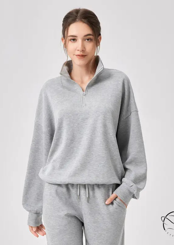 Winter Yoga Wear Sports Sweater Modal Loose Casual Stand Collar Running Fitness Top