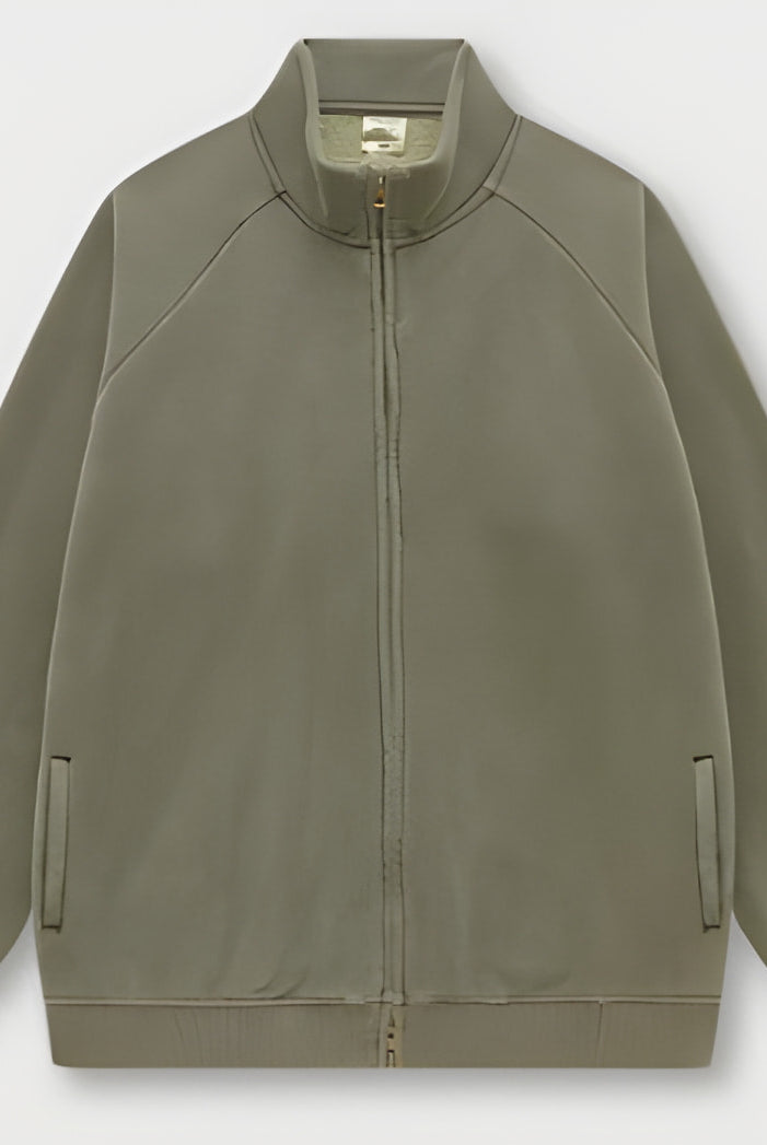 Olive green zip-up Winter Heavy Retro Jacket, ideal for fashion and ملابس enthusiasts