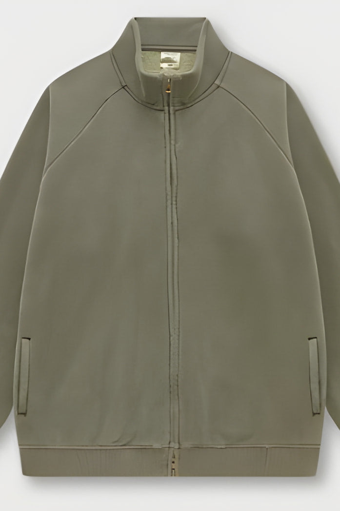 Olive green zip-up Winter Heavy Retro Jacket, ideal for fashion and ملابس enthusiasts