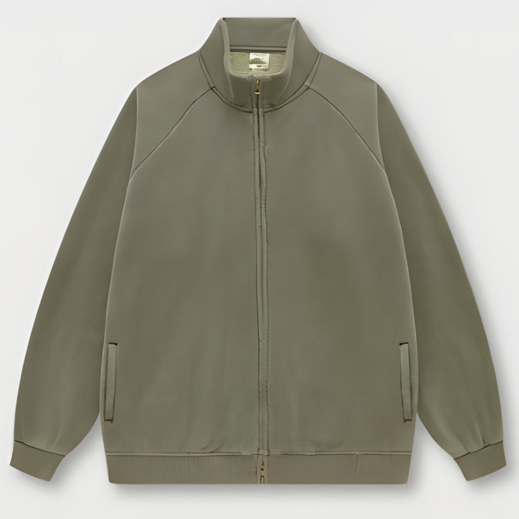 Olive green zip-up Winter Heavy Retro Jacket, ideal for fashion and ملابس enthusiasts