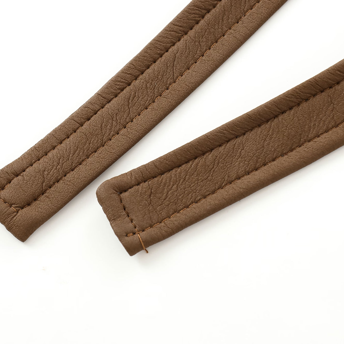 Brown faux leather straps on Cozy Leather Jacket, stylish fall fashion attire