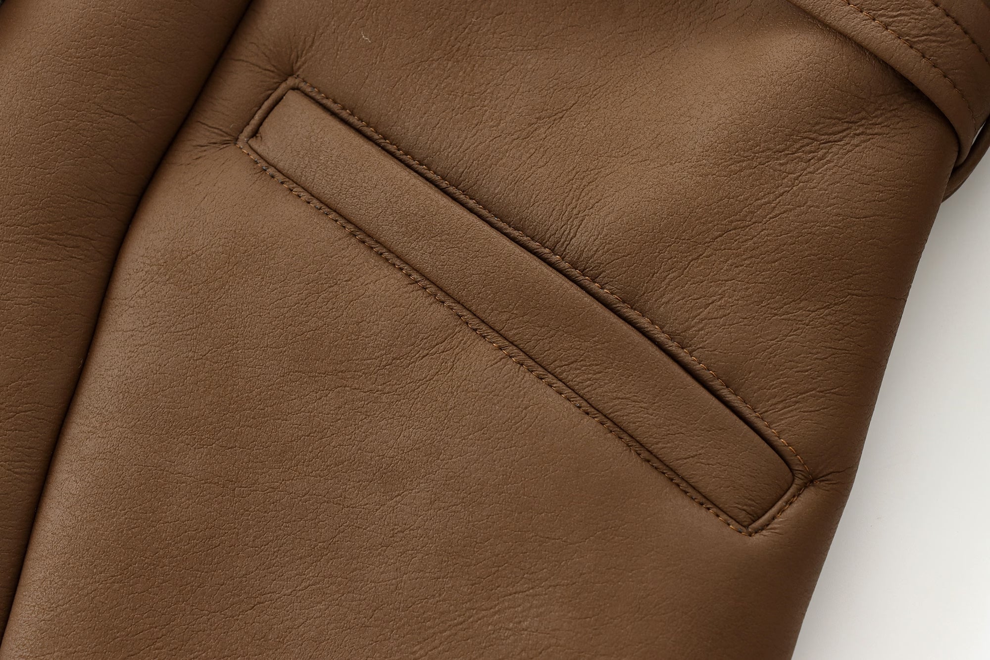Brown leather jacket pocket from Cozy Leather Jacket showcasing stylish langage fashion ملابس