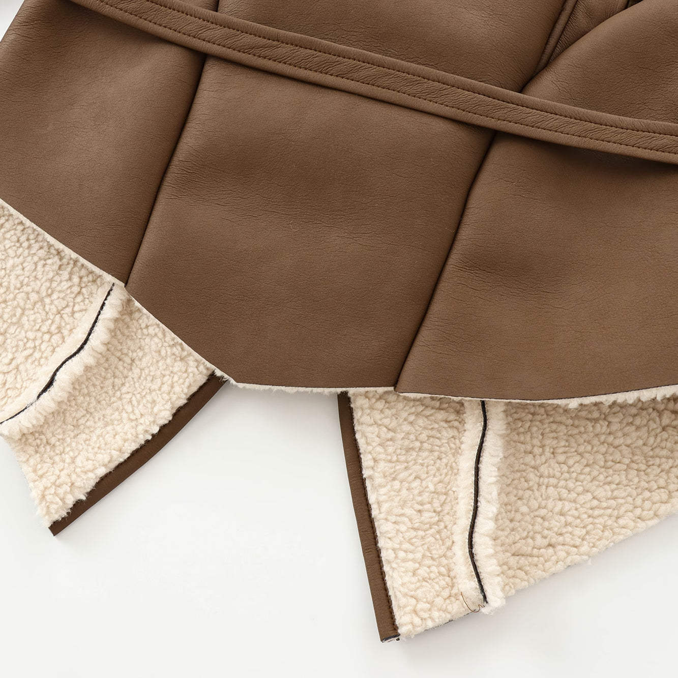 Brown faux leather jacket with shearling lining from Cozy Leather Jacket, stylish ملابس for fashion