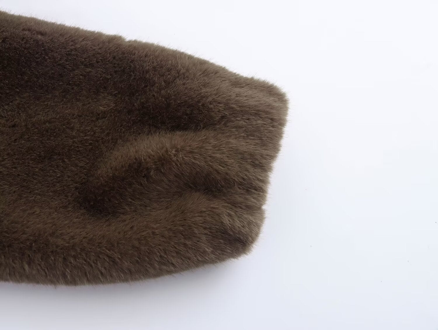 Brown faux fur headband showcased with Winter Korean Loose Short Coat for stylish ملابس
