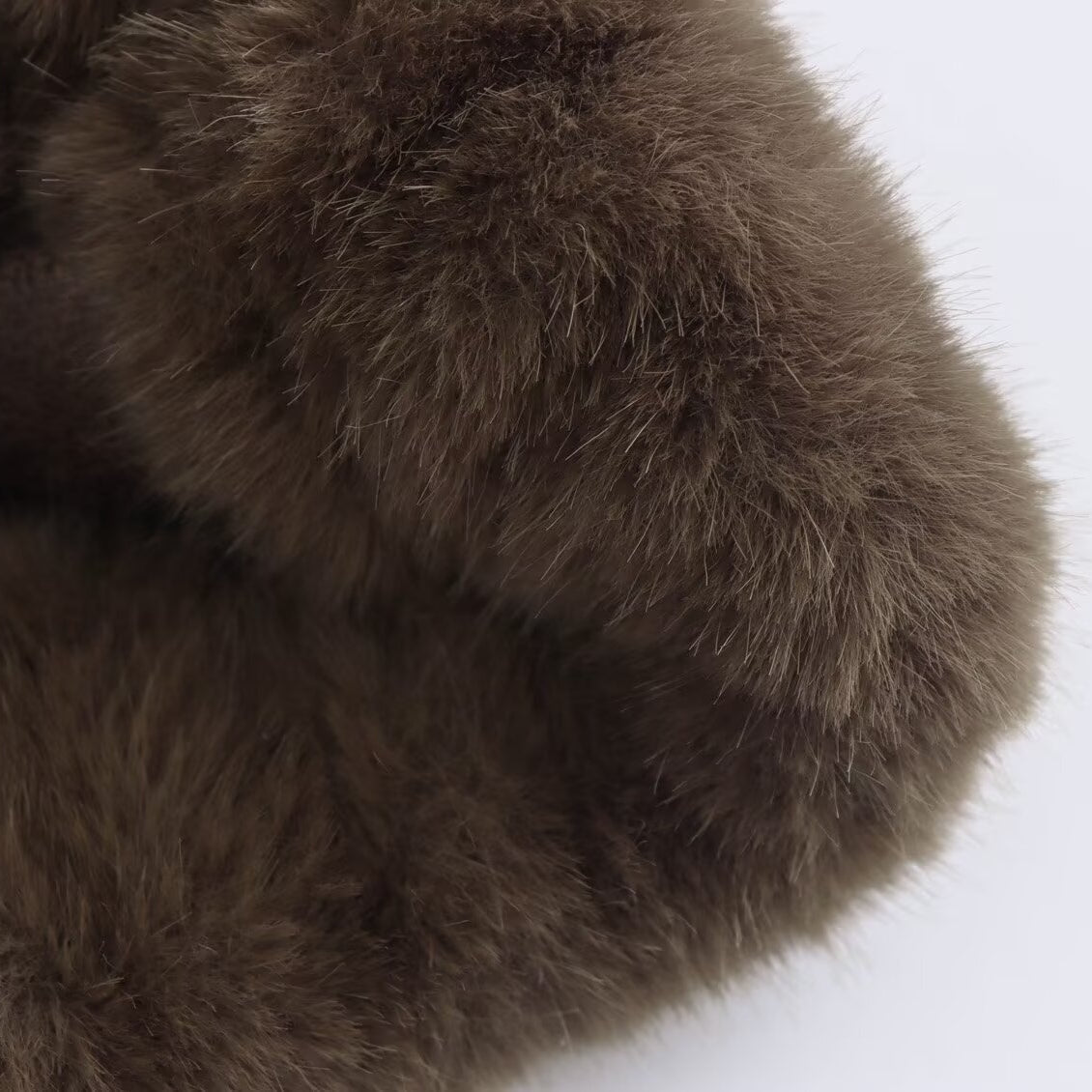 Brown faux fur material of Winter Korean Loose Short Coat showcasing trendy langry fashion