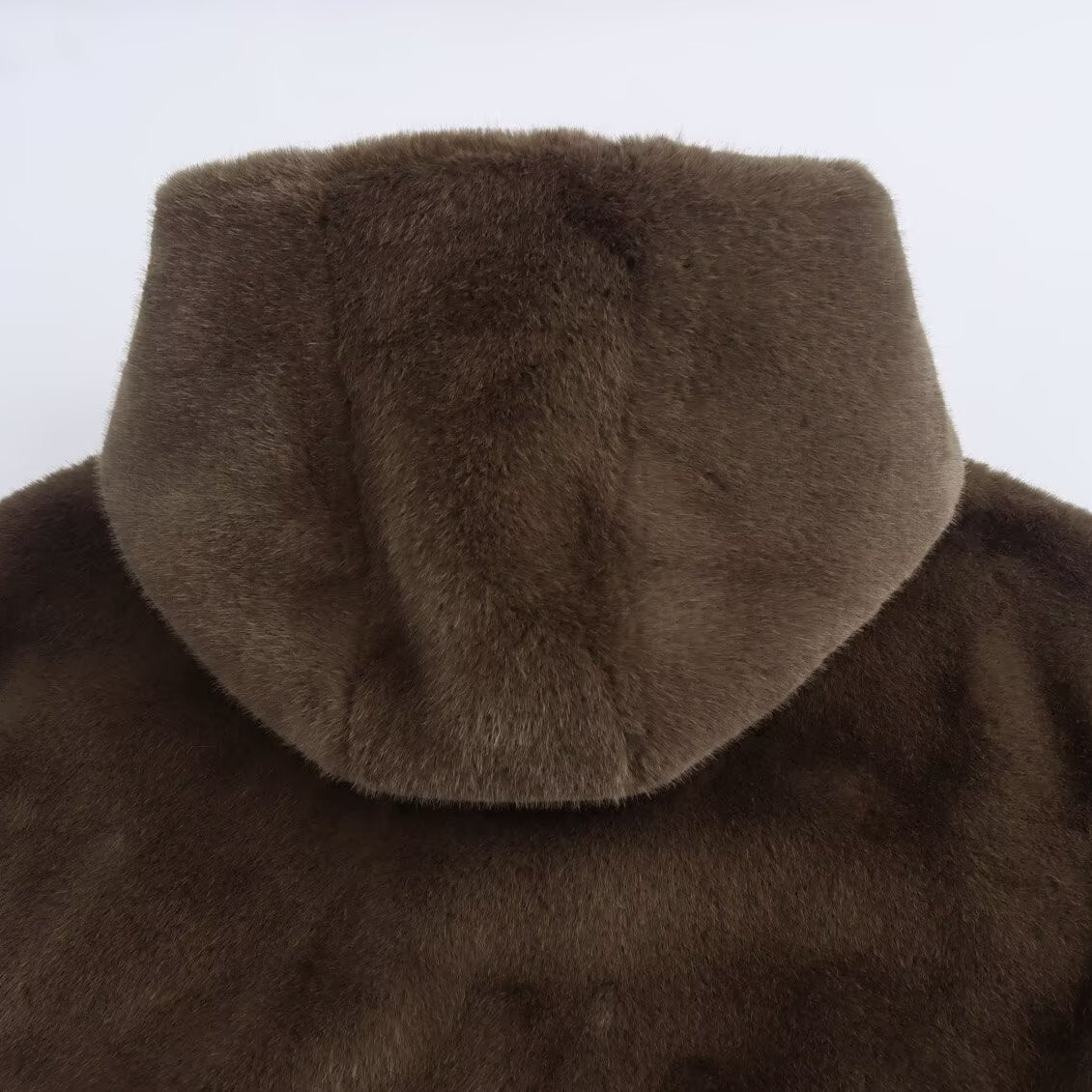 Brown faux fur hooded coat from the Winter Korean Loose Short Coat fashion collection