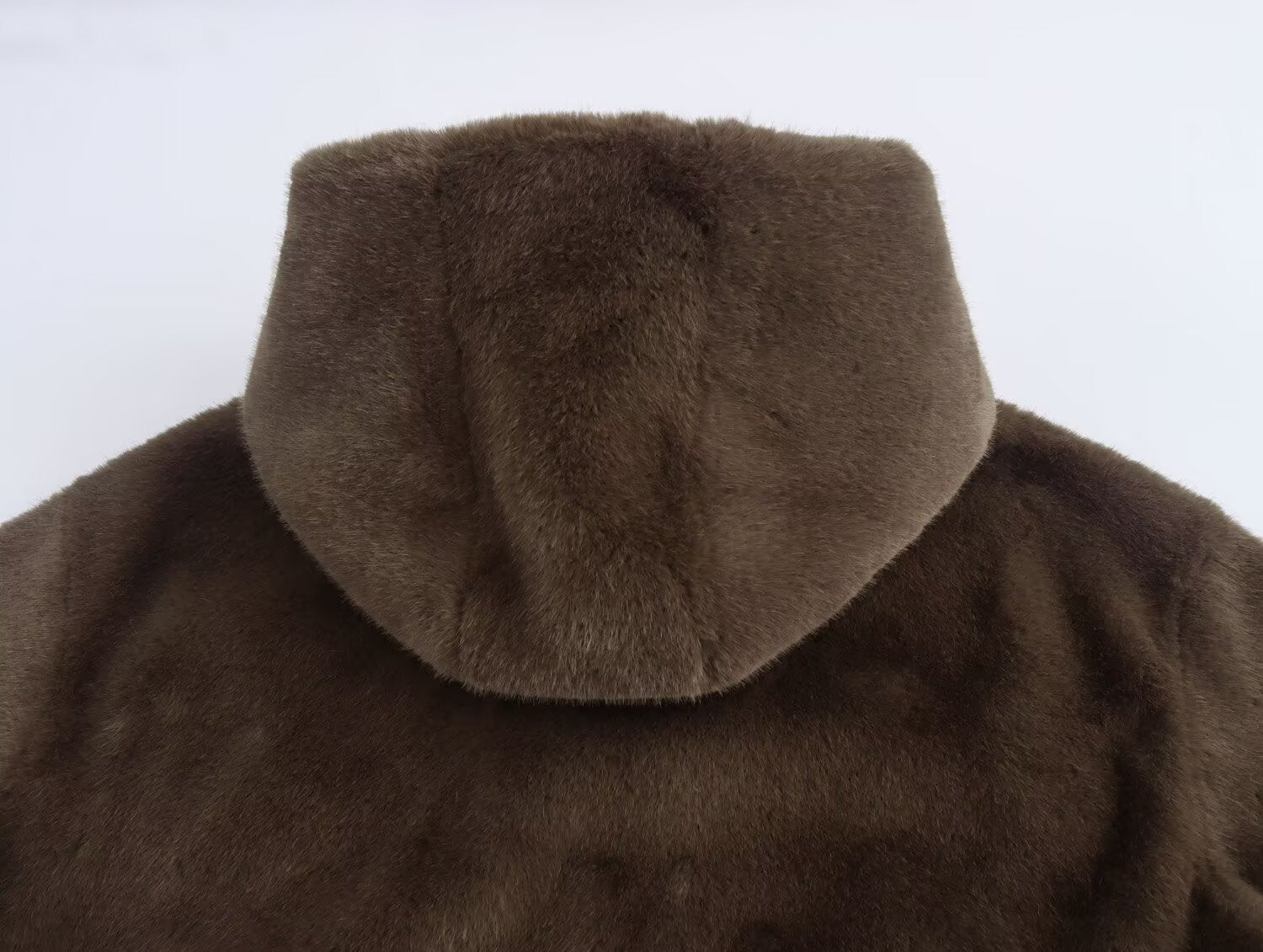 Brown faux fur hooded coat from the Winter Korean Loose Short Coat fashion collection