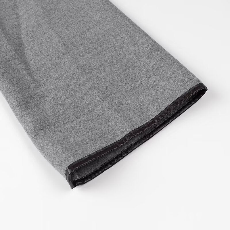 Gray fabric sleeve with black trim from Fashionable Color Reversible Woolen Coat, ideal for ملابس and langry fashion