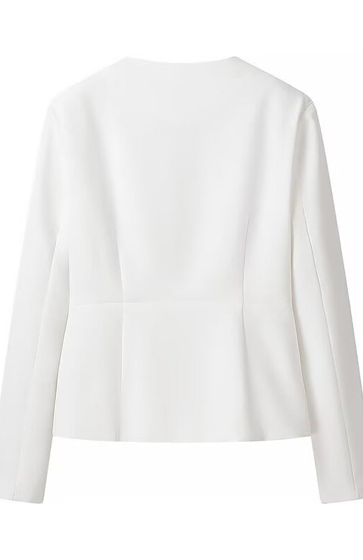 Elegant Langry white long-sleeved fashion cardigan with relaxed fit