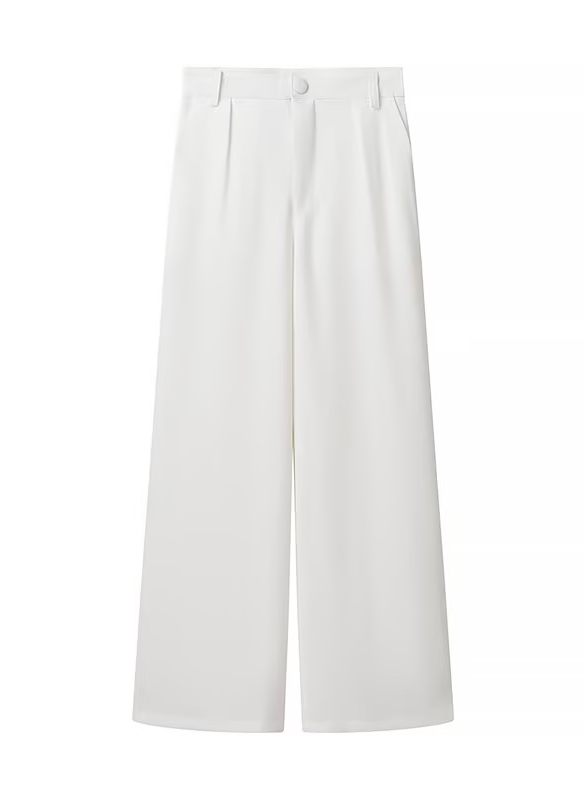 Elegant white pleated wide-leg pants in Langry fashion suit