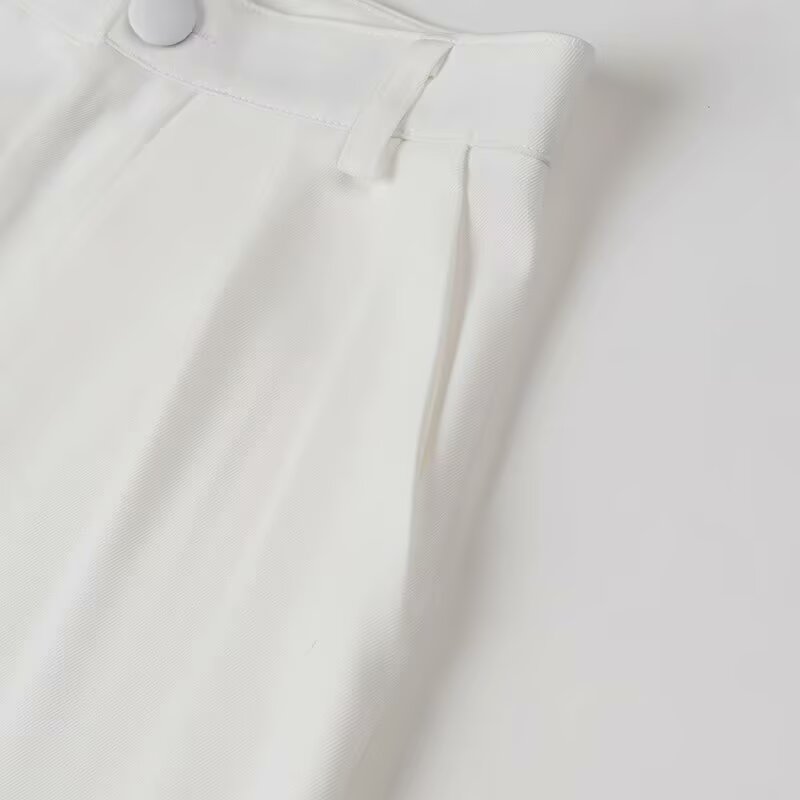 Elegant Langry white pleated fashion dress with waist button closure