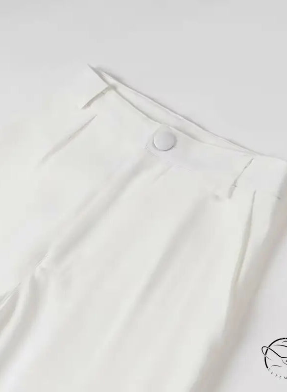 Elegant langry fashion white linen pants with button and pocket detail