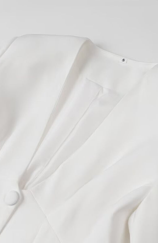 Elegant Langry white linen button-down shirt with classic collar, single chest pocket, fashion ملابس