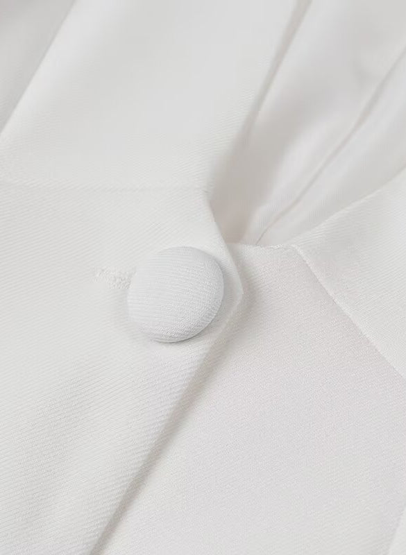 Elegant langry fashion white button-down shirt with pleated front