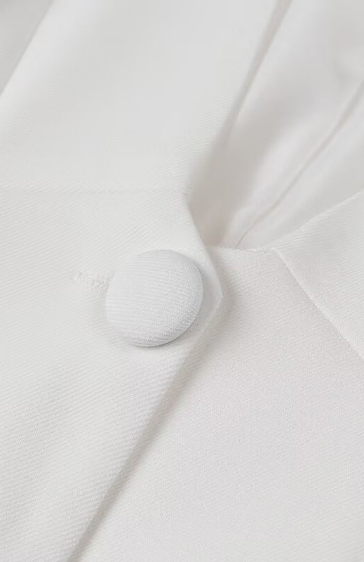Elegant langry fashion white button-down shirt with pleated front