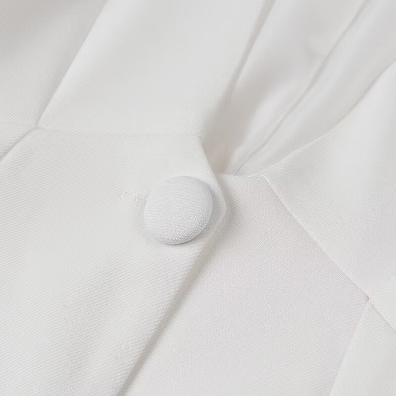 Elegant langry fashion white button-down shirt with pleated front