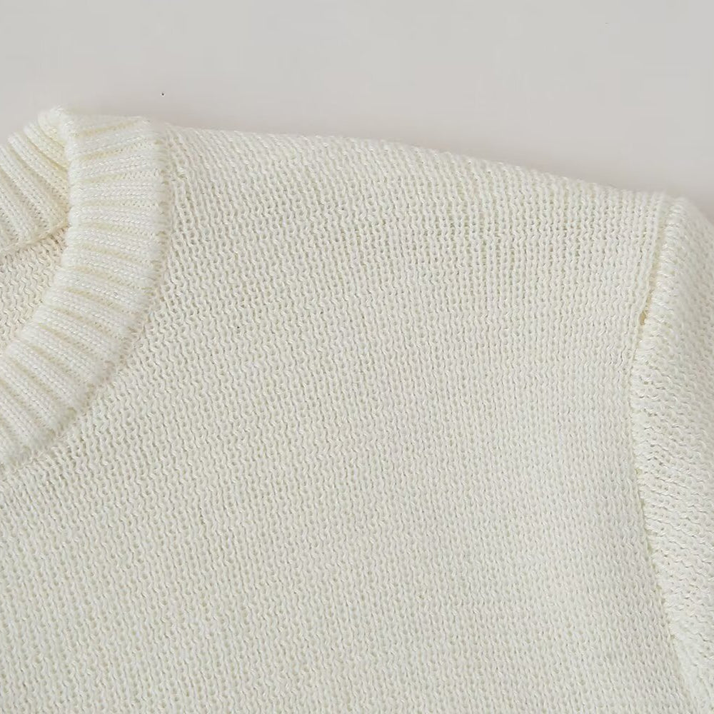 White knit cardigan from the Slim Casual Knitted Dress collection showcasing casual knitted style
