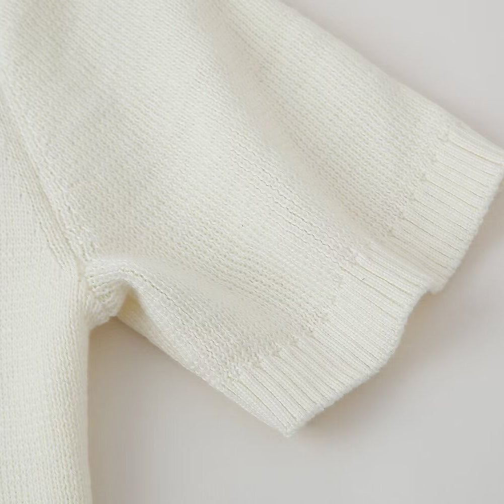 White knit short-sleeve shirt from Slim Casual Knitted Dress collection