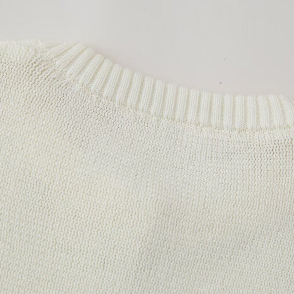 White knitted sweater for slim casual knitted dress, perfect for casual knitted dress look