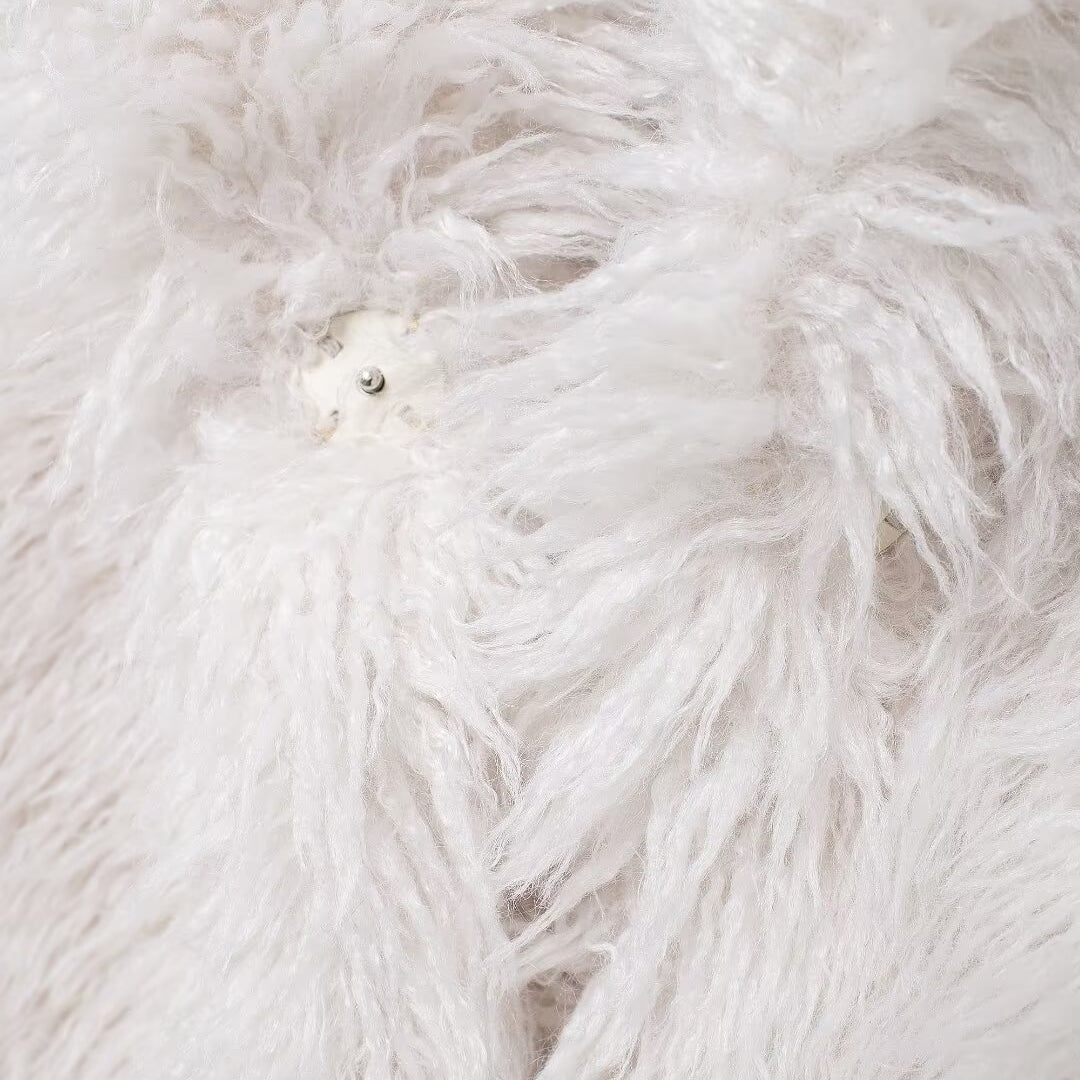Luxurious fluffy white faux fur for winter fashion from Winter All Match Fur Short Coat