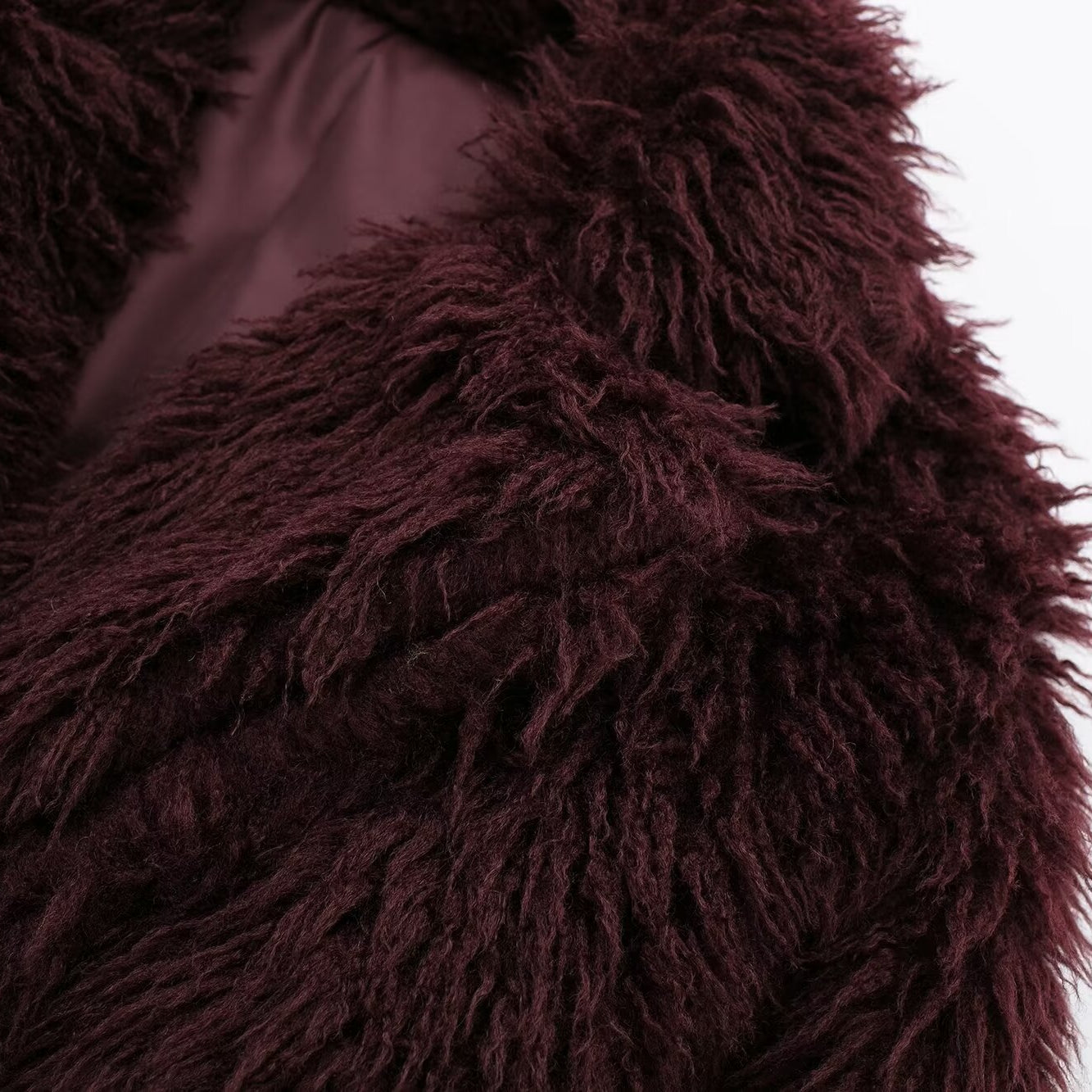 Burgundy faux fur coat from Winter All Match Fur Short Coat collection for elegant winter fashion