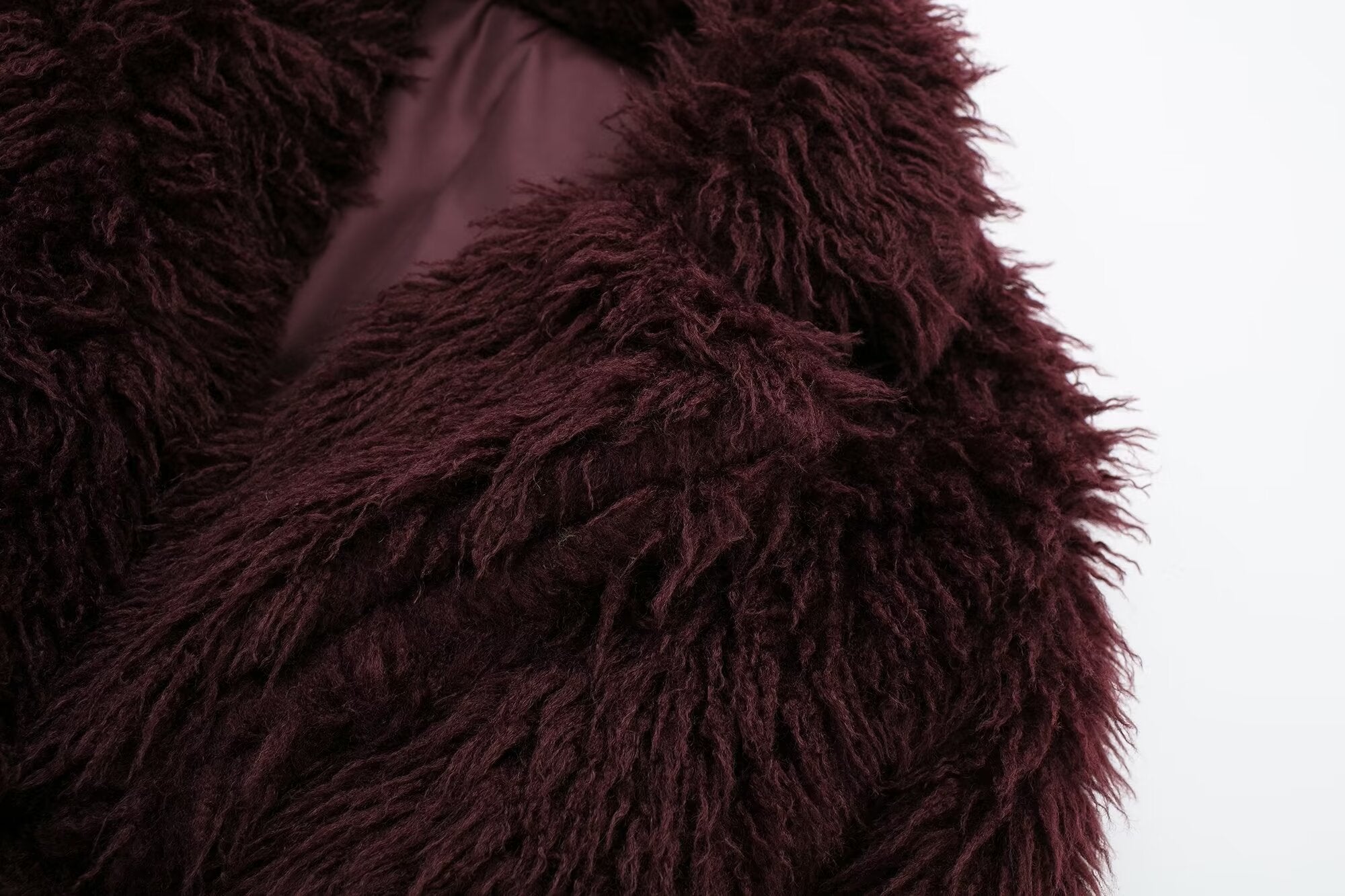 Burgundy faux fur coat from Winter All Match Fur Short Coat collection for elegant winter fashion