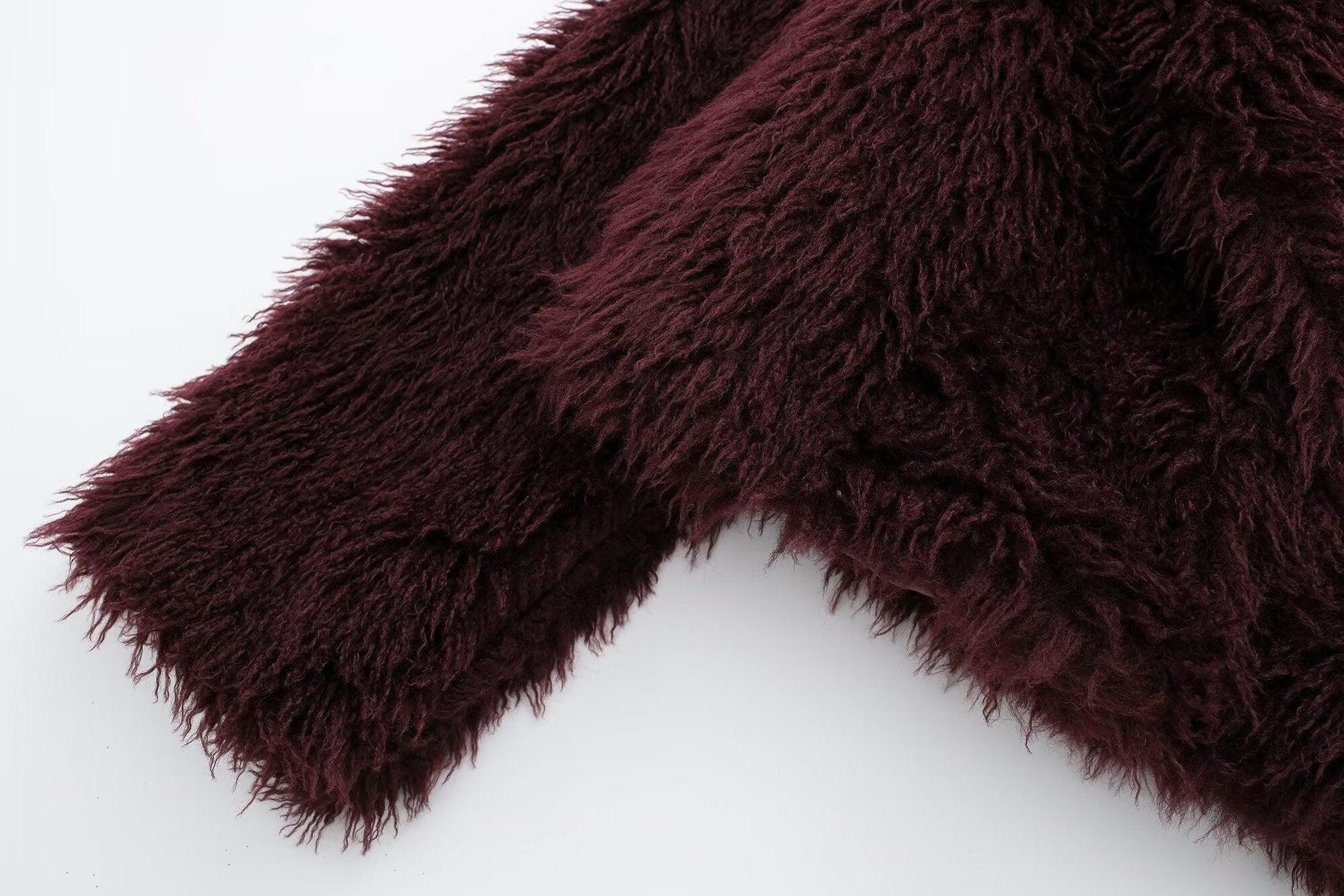 Burgundy faux fur garment from Winter All Match Fur Short Coat collection, perfect for langry fashion and stylish ملابس