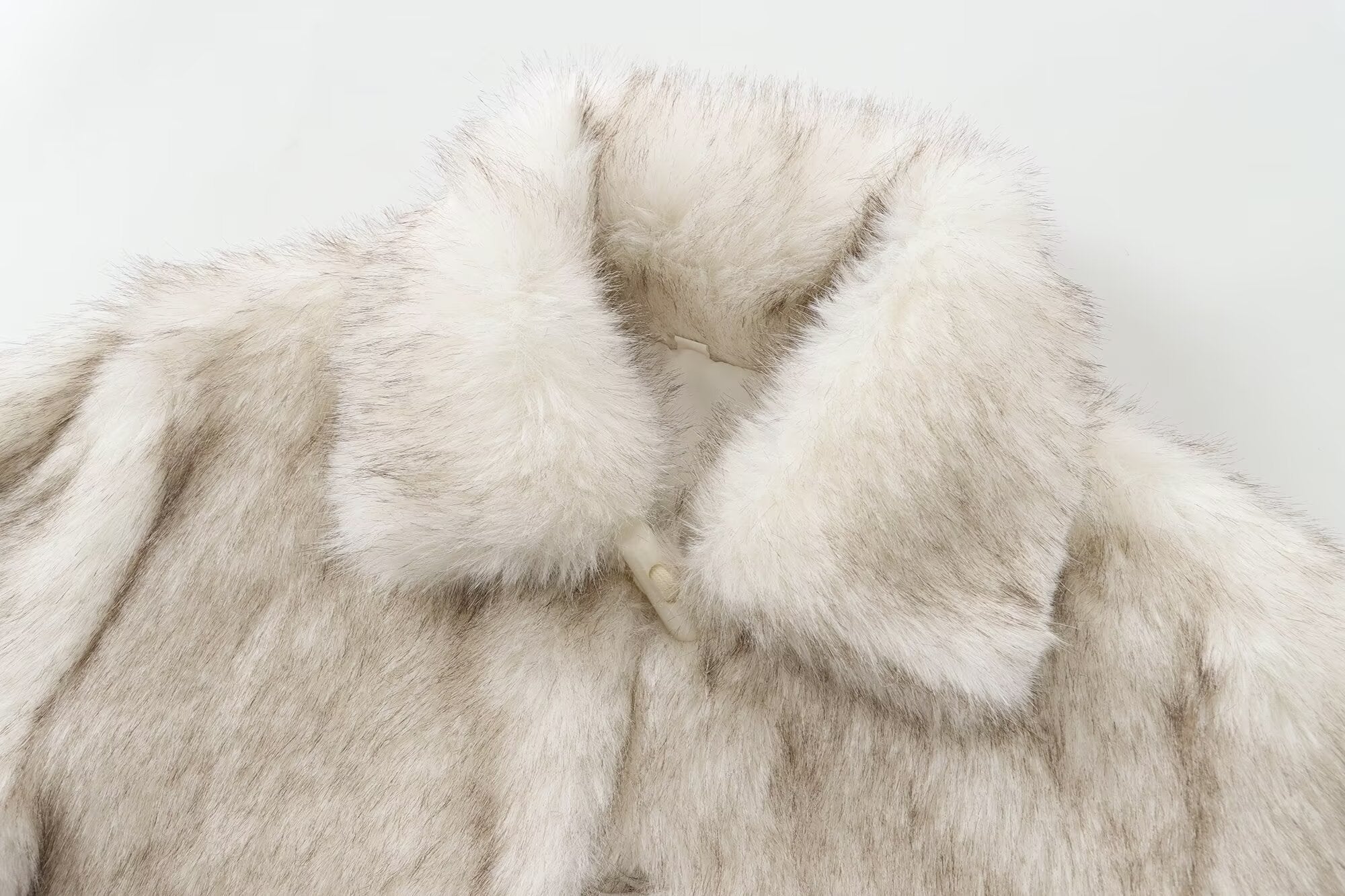 White fur coat with collar from Stylish Furry Short Coat, perfect for fashion and ملابس enthusiasts