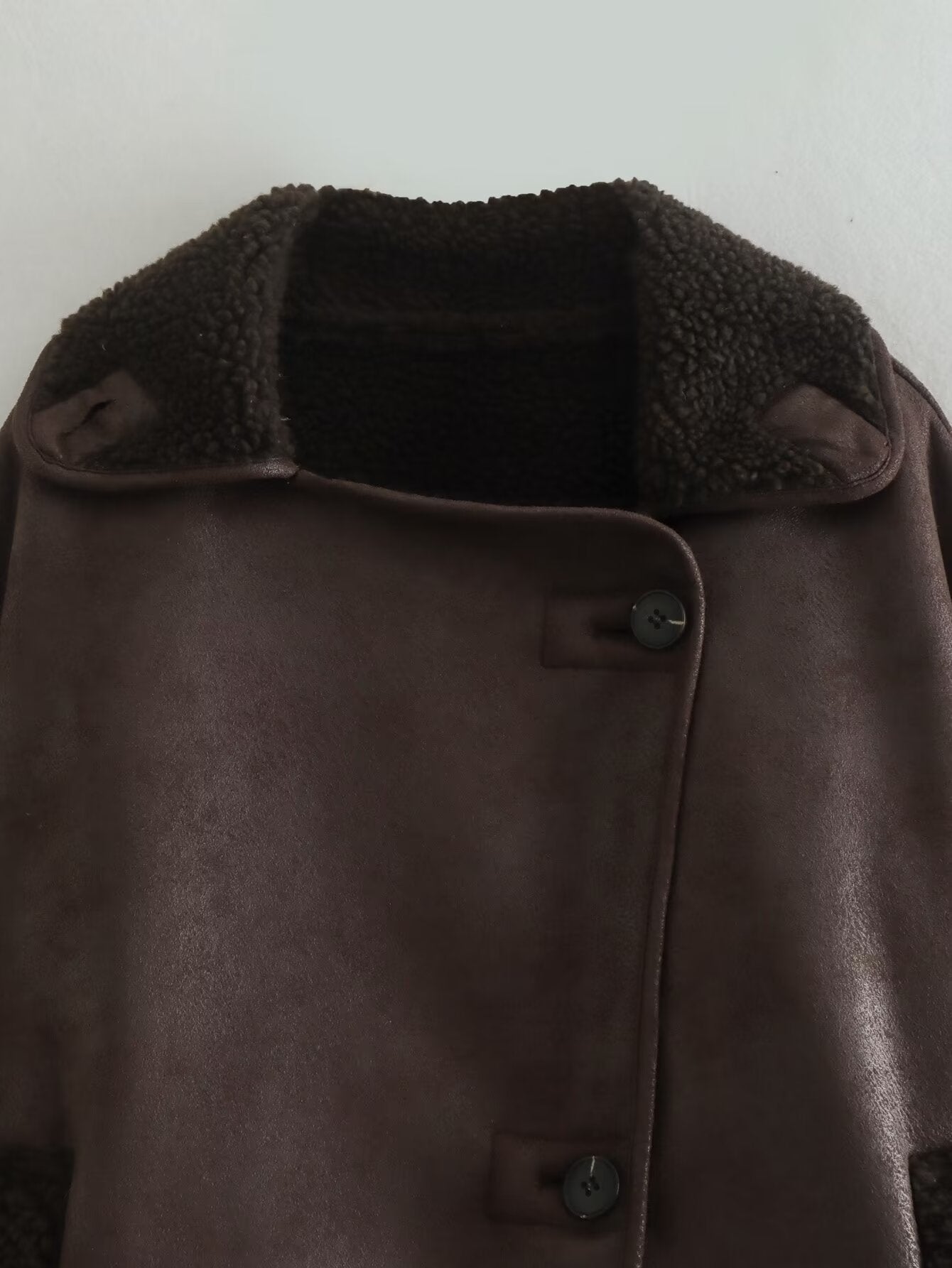 Langry elegant collared brown leather shearling jacket, fashion ملابس