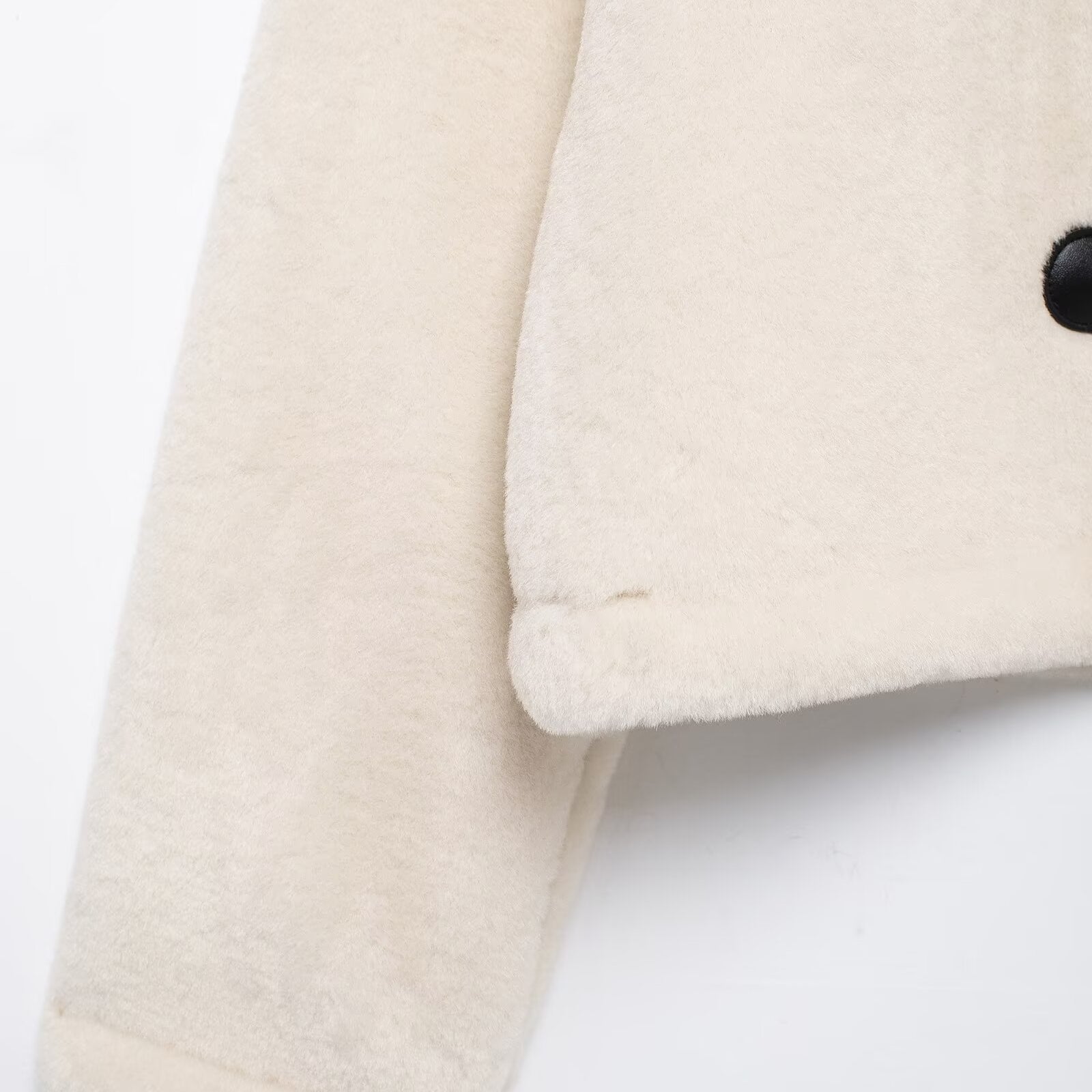 Cream-colored faux fur Langry fashion double-sided string button winter jacket