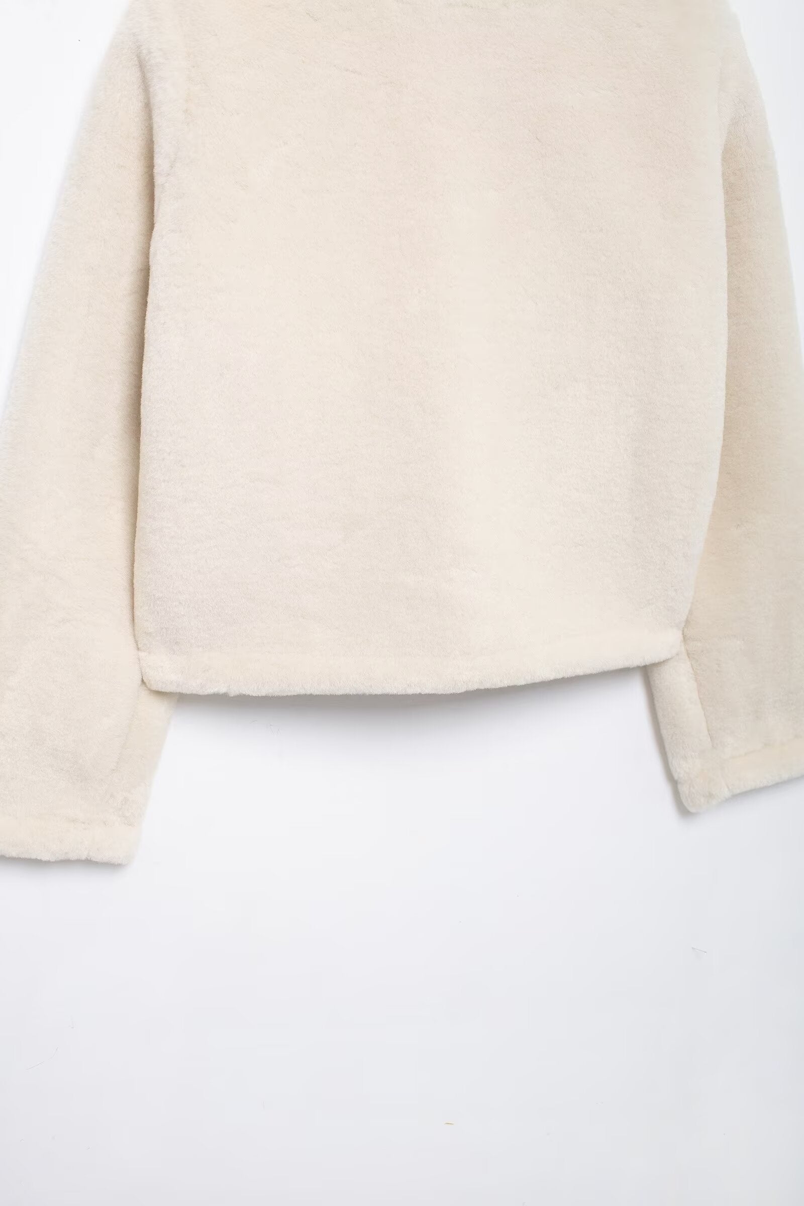 Cream-colored faux fur langry fashion winter double-sided string button jacket image